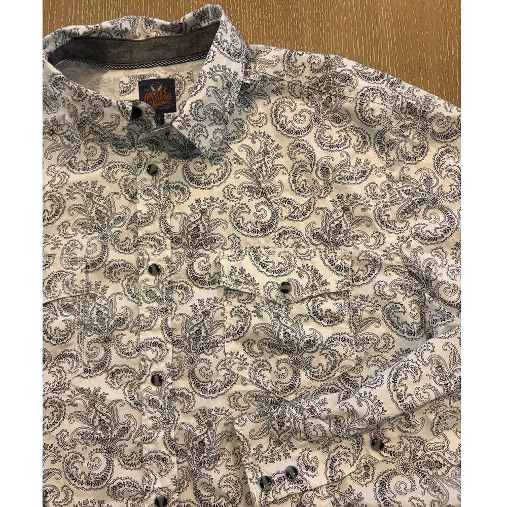 Moonshine Spirit Men XL‎ White BlacK Brad Paisley Pearl Snap Western Long Sleeve
